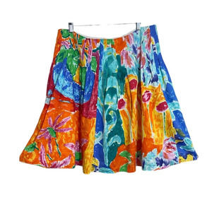 NWT Ralph Lauren Cotton Multicolor Floral Lined Skirt Size 14 Fit Flare Summer